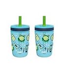 Zak Designs Kelso 15 oz Tumbler Set, (Campout) Non-BPA Leak-Proof Screw-On Lid with Straw Made of Durable Plastic and Silicone, Perfect Baby Cup Bundle for Kids (2pc Set)