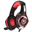 BlueFire Stereo Gaming Headset for Playstation 4 PS4, Over-Ear Headphones with Mic and LED Lights for PS5, Xbox One, PC, Laptop(Red)