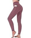 Polygon Yoga Pants for Women, High Waisted Leggings with Pockets, Tummy Control Non See Through Workout Pants(Pink-S)
