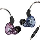 H HIFIHEAR KBEAR KS2 Wired Earbuds, IEM 1BA1DD in Ear Headphone, HiFi Over Ear Earbud Headset Noise Cancelling Hybrid Earphone for Running Walking (with Mic, Blue)