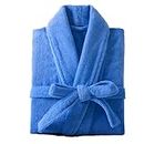 Luxury bathrobes【1 piece】Five star hotel All Cotton Bathrobe, 100% Combed Cotton towel material for male and female couples,Spa Robe/Sleepwear (shawl collar/Blue)