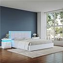 Ottoman Lift Storage Bed Frame with LED Headboard, 5FT King Size Bed Frame, Faux Leather Upholstered Bed Frame with Gas Lift Up Storage, for Bedroom Furniture, White