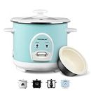 MOOSUM Rice Cooker & One Button Operation, 0.6 L - 3 Cups, For 1-3 People, Quick Preparation without Burning - With Warming Function Including Spoon and Measuring Cup