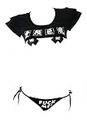 Lingerie japonaise sexy Crop Top Cheeky Underwear Anime Cosplay Underwear Set, noir, Large