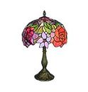 Tokira Vintage Tiffany Style Table Lamps Red Flower 10 Inch, Stained Glass Rose Desk Lamps Patterns Handmade Bedroom Bedside Lampshades Living Room Moon Light