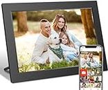 Smart Digital Picture Frame 10.1 Inch WiFi Digital Photo Frame 1280 * 800 IPS HD Touch Screen Electronic Picture Frame 32GB Free Storage Use App Share Photos and Videos remotey-Gift Guide(Black)