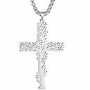 Jude Jewelers Stainless Steel Christian Cross Tree of Life Religious Prayer Church Christmas Baptizing Pendant Necklace (Silver)