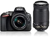 Nikon D5600 with AF-P 18-55 mm + AF-P 70-300 mm VR Kit, 3X Optical Zoom, Black