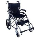DIALDRCARE Foldable Transport Wheelchair with Flip Back Arms, Swing-Away Footrests and 16 Inch Seat for Disabled (Black)