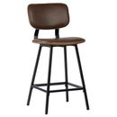 17 Stories Jhamir Black Iron & Vintage Vegan Leather Dining Stool Upholstered/Leather/Metal/Faux leather in Brown | 39 H x 21 W x 17 D in | Wayfair