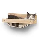 FUKUMARU Cat Hammock Wall Mounted, Kitty Beds and Perches, Wooden Cat Wall Furniture, Stable Cat Wall Shelves for Sleeping, Playing, Climbing, and Lounging, Black Stripe Cat Shelves