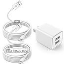 USB Wall Charger and Lightning Cable 10 ft,[Apple MFi Certified] Long iPhone Charger with 10 FT iPhone Cord, 2 Ports Charging Plug Block Box for iPhone 12/11/XR/X/Xs/Xr/8/7/6/6s Plus/SE/5c/iPad-White