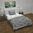 Divine Casa Microfiber Reversible Single Bed AC Duvet Cover with 1 Pillow Cover for Quilt/Comforter/Blanket - Grey & White