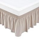 Amazon Basics Lightweight Elegantly Styled Ruffled Bed Skirt, Three Sided Wrap Around with Easy Fit Elastic, 40.64CM Drop-Full/Queen, Taupe