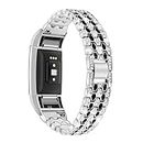 GIMart Bling Strap Compatible For Fitbit Charge 2 Strap, Women Men Stainless Steel Rhinestone Replacement Charge 2 Band Wrist Strap Metal Bracelet Wristband for Fitbit Charge 2 HR Fitness Tracker