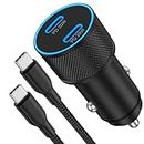 40W Fast Type C Car Charger for Samsung S24//S24 Ultra/S23, Power-7 Dual USB Car Charger Adapter with 3FT USB C Cable Fast Charging for Samsung Galaxy S24 S23 S22 Ultra S10 S9 Plus Note 20, Android