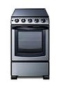 Summit REX2071SSRT 20" Wide Slide-In Look Smooth-Top Electric Range in Stainless Steel with Oven Window, Adjustable Racks, Hot Surface Indicator, Indicator Lights, Upfront Controls- Cord Not Included