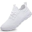 DaoLxi Womens Running Walking Tennis Shoes Fashion Sneakers Non Slip Resistant Platform Workout Slip on Casual Workout Athletic Gym Fitness Sport Shoes for Jogging White Size 9