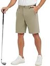 JHMORP Men's Golf Shorts Dry Fit Stretchy Elastic Waist 9 Inch Flat Front Dress Shorts with Pockets (Khaki,CA 36)