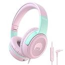 Rockpapa Share 1 Kids Headphones, Wired Headphones with Microphone, 85/94dB Volume Limited, Sharing Function, Foldable, Adjustable, Childrens Headphones Over Ear for School/Travel/Phone/PC/MP3
