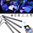 4x RGB LED Car Interior Footwell Lights Strip Phone Music APP Control USB Kit