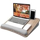 HUANUO Lap Laptop Desk - Portable Lap Desk with Pillow Cushion, Fits up to 15.6 inch Laptop, with Anti-Slip Strip & Storage Function for Home Office Students Use as Computer Laptop Stand,Multimedia
