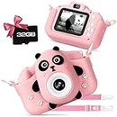 HOMYE Kids Camera Digital, Gifts for 3 4 5 6 7 8 9 10 Years Old Girls Boys, Selfie Kids Camera with 2.0 Inch Screen 1080P HD Camera 32GB SD Card, Pink