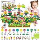 Flower Garden Building Block Toys, 282 Pcs Flowers Buildable Play Set for Girls Boys Age 3 4 5 6 7 8 - DIY Floral Display STEM Toy Gardening Pretend Toy for Creative Kids, Stacking Game for Toddlers