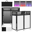 Kokorona DJ Facade Booth 21"x43"x45", Adjustable DJ Event Facade with Black & White Scrims, Folding DJ Booth Metal Frame, DJ Facade Table Station Flat Table Top with Cable Hole, Includes Carrying Bag