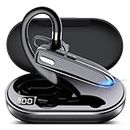 EUQQ Bluetooth Single wireless Headset Handsfree Earpiece for phone, V5.3 in-Ear Headphone with Microphone,USB-C Charge, Waterproof Earphones for Driving/Business/Office with Android/iOS，Laptop