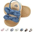 Summer Infant Baby Girls Sandals Striped Bowknot Soft Rubber Sole First Walker Shoes