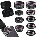 iPhone Lens Kit, Phone Camera Lens for Andriod, Smartphone Video Lens Lentes del Telefono for iPhone Xr, 7 Plus, 8 Plus, Xs max, Samsung. Macro+Telephoto Zoom+Fisheye+Wide Angle 9-in-1 Lens