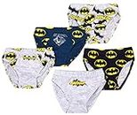 dc comics - Batman - Pantalon pour garçons - Slip en Coton Doux - Pantalon Batman pour garçons - Lot de 5 avec 5 Motifs différents - Bleu/Gris - Agréé 4-5