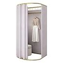 Clothing Store Fitting Room with Shading Curtain, Portable Temporary Mobile Privacy Protection Dressing Room, Foldable Mall Simple Changing Room and Display Rack, 200x100x95cm (Grey)