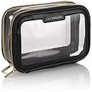 Clear Travel Toiletries Bag for Women - Clear Makeup Bag with 2 Compartments for On-The-Go Beauty - Stylish Make Up Bag for Everyday Use - A5 Diary Sized for Beauty Essentials by Lily England, Black