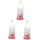 Sosoport 3pcs Christmas Candle Lights Christmas Window Candle Realistic Pillar Candle Tall Electric Candle Fake Votives Light Halloween Ornaments Xmas Pattern Lamp Accessories Flashing Abs