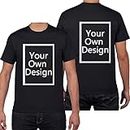 Custom T Shirts for Men/Women Design Your Own Shirt Add Text/Image/Logo Personalized Cotton Tee Printed Photo Front/Back Black