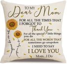 Mother's Day Gifts for Mom Her Women, To My Dear Mom Spring Sunflowers Throw Pil
