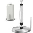 Swaitee Paper Towel Holder Countertop, Paper Towel Stand with Ratchet System for Kitchen Bathroom, One-Handed Tear Paper Stainless Steel Paper Towel Holder with Suction Cups (Silver)