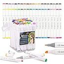 Colorya 40 Art Markers for Artists- Alcohol Markers with Dual-Tip + Carry Bag Included - Alcohol Pens for Coloring Books for Adults, Markers for Kids, Sketching