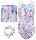 SEAUR Gymnastics Leotards for Girls with Shorts and Colorful Hair Scrunchie Kids Girl Workout Dance Outfits Sets Color-05 10