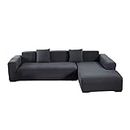 Gcroet L Shape Sofa Cover Stretchable Sectional Sofa Cover L-Shaped Waffle Lounge Couch Cover Anti-Slip Sofa Cover 190-230cm Dark Grey,Sectional Couch Cover, Sofa Covers L Shape Sectional