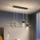 Cblbser LED Pendant Lights 45W dimmable Height Adjustable Designer éclairage de plafond with Remote Dining Table Living Lustre Salon Room Kitchens bar Light Metal Acrylic Black L100cm