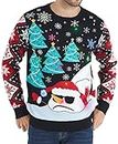 Goodstoworld Men/Women Light Up Knitted Ugly Christmas Sweater with Multi-Colored Led Flashing Lights, Snowman Snowflakes, Medium