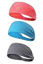 3PACK Lightweight Sport Headband/Non-Slip Sweat Band - Stretchy Bandana Headwear - Best for Running Cycling Hot Yoga and Athletic Workouts - Fashion Elastic Hair Band for Women Men Teens Girls