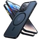 TORRAS [12FT Military Shockproof for iPhone 14 Pro Max Case with MagSafe [20W Safe & Fast Charging] [Slim Fit Velvety Touch] Translucent Matte Thin Magnetic Case iPhone 14 Pro Max Cover Armor Black