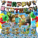 New Minecraft Party Supplies Balloons Kids Birthday Decoration Tableware Banner
