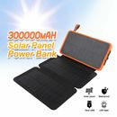 300000mAh Portable Solar Charger Dual USB External Battery Power Bank Waterproof