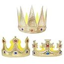 VIKSAUN 3 piezas King Crowns Party Hat King Queen, sombrero de fiesta de cumpleaños de feliz cumpleaños, Corona de Oro Sombreros para Fiesta de Cumpleaños Foto Props (3 piezas)