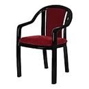 Supreme Ornate Lacquered Finish Plastic Chairs with Cushion (Red/Black, Set of 1)